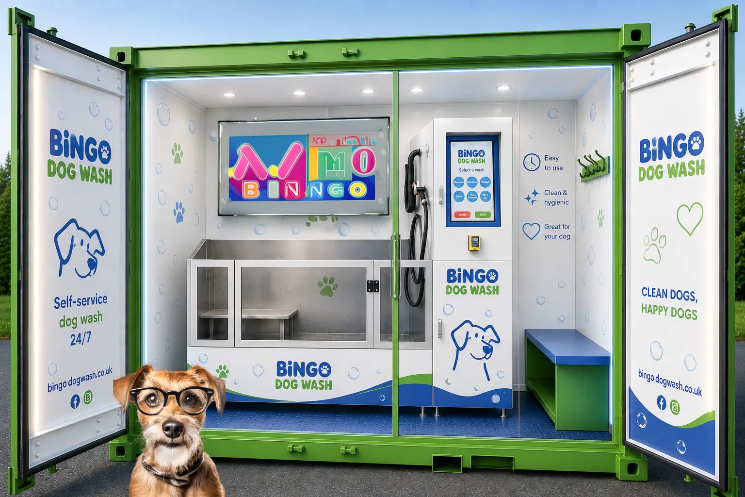 Preview of the Bingo Dog Wash homepage hero